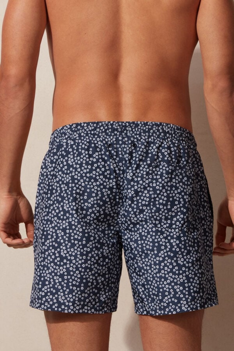 Intimissimi Micro Flower Print Úszónadrág Férfi Kék | HURW3318