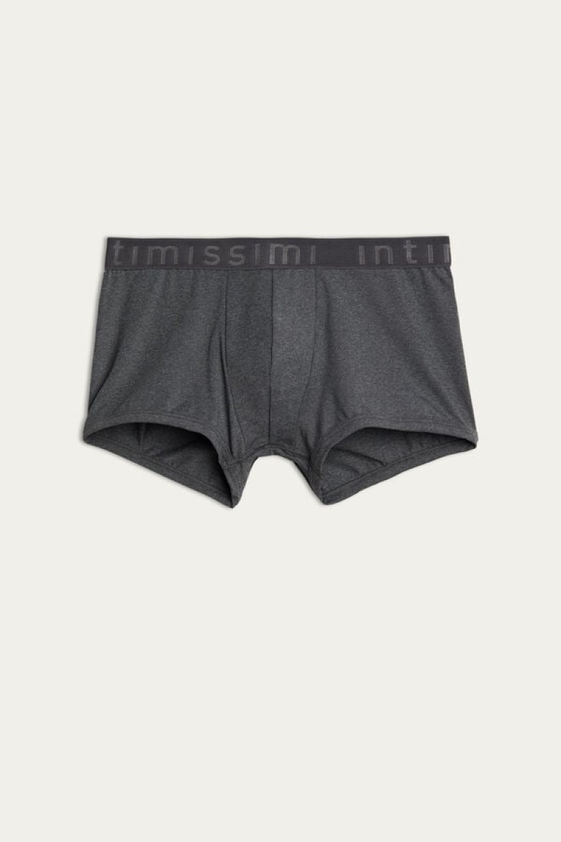 Intimissimi Microfiber Logo Shorts Boxer Férfi Mélyszürke | HUFM3483