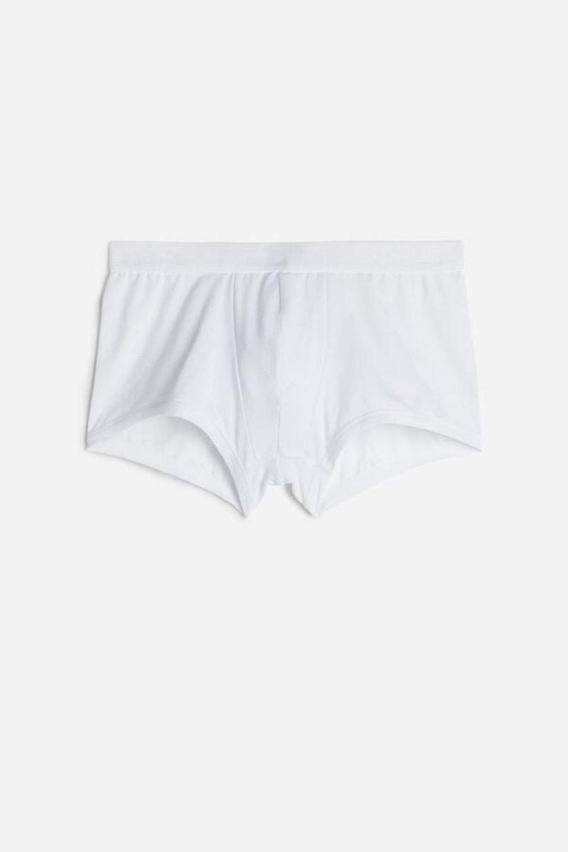 Intimissimi Microfiber Logo Shorts Boxer Férfi Fehér | HUQZ3471