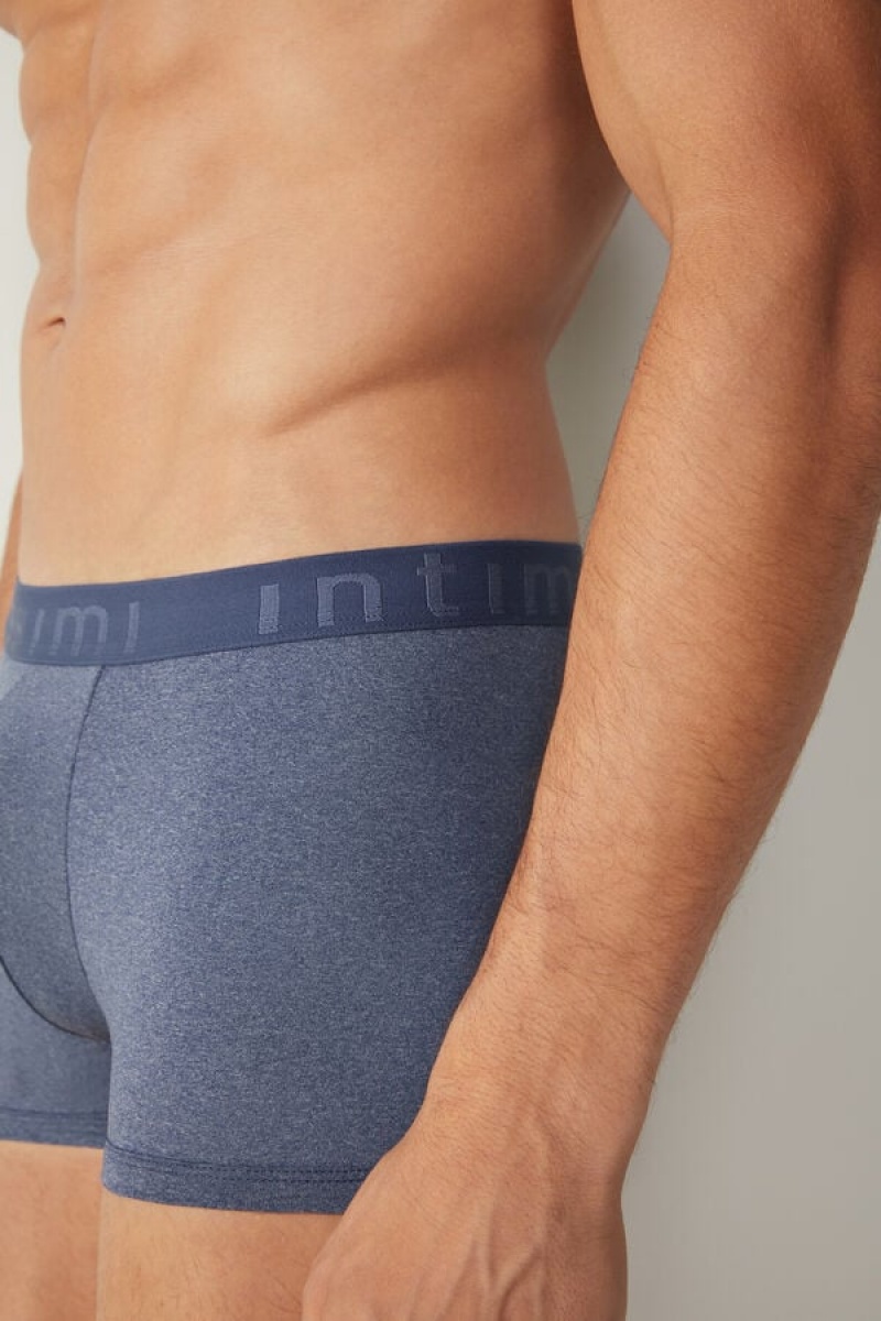 Intimissimi Microfiber Logo Shorts Boxer Férfi Kék | HUOR3463