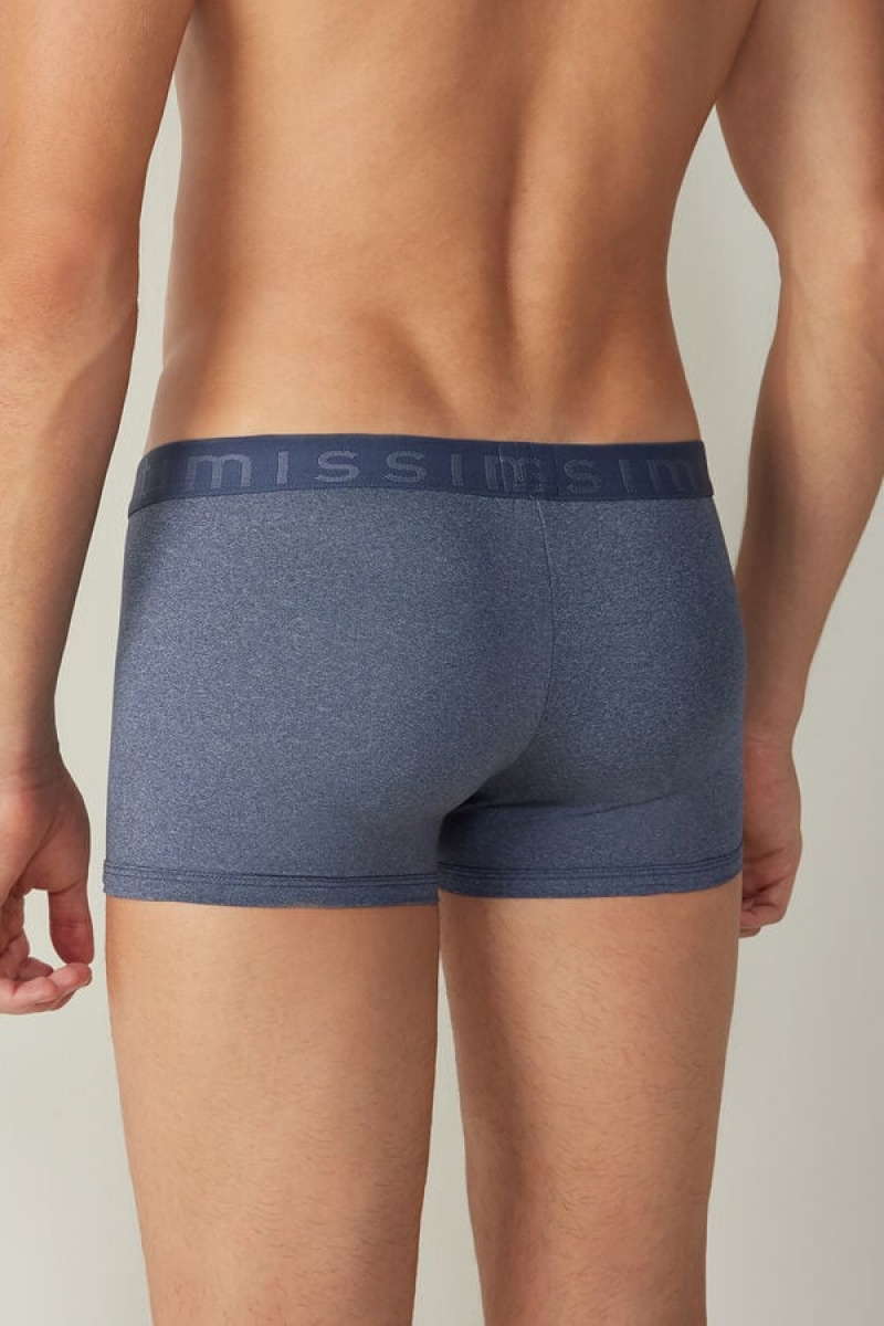 Intimissimi Microfiber Logo Shorts Boxer Férfi Kék | HUOR3463