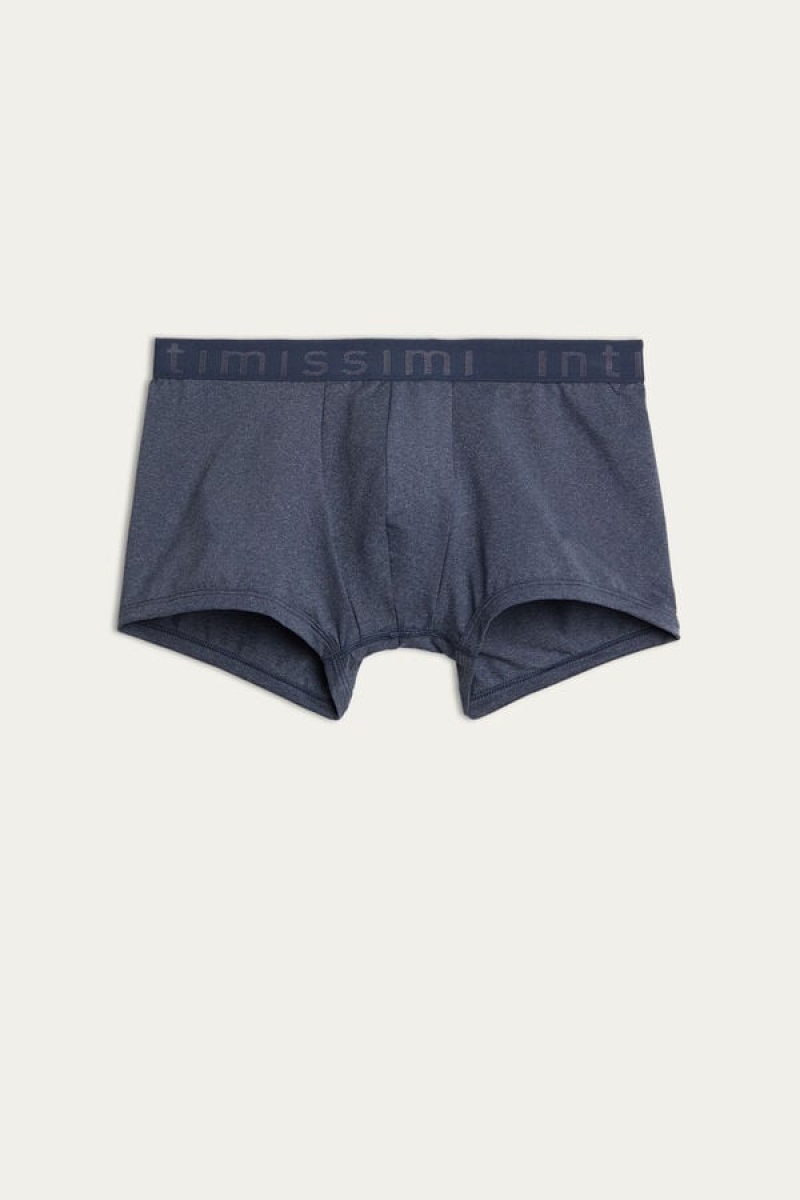 Intimissimi Microfiber Logo Shorts Boxer Férfi Kék | HUOR3463