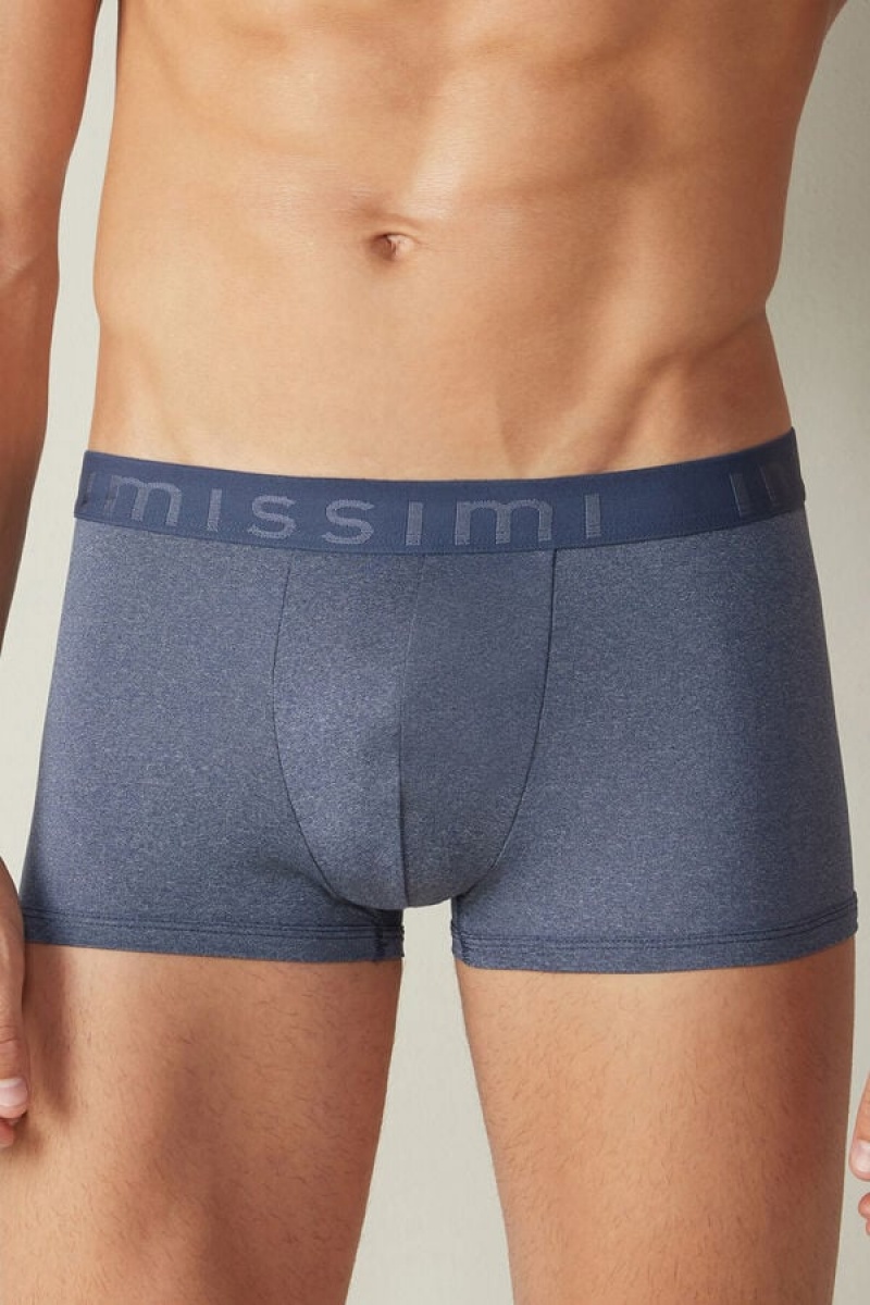 Intimissimi Microfiber Logo Shorts Boxer Férfi Kék | HUOR3463