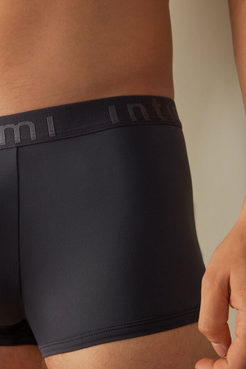 Intimissimi Microfiber Logo Shorts Boxer Férfi Szürke | HUSO3433