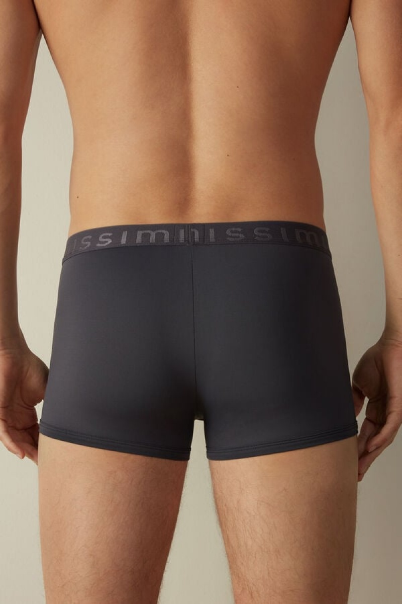 Intimissimi Microfiber Logo Shorts Boxer Férfi Szürke | HUSO3433