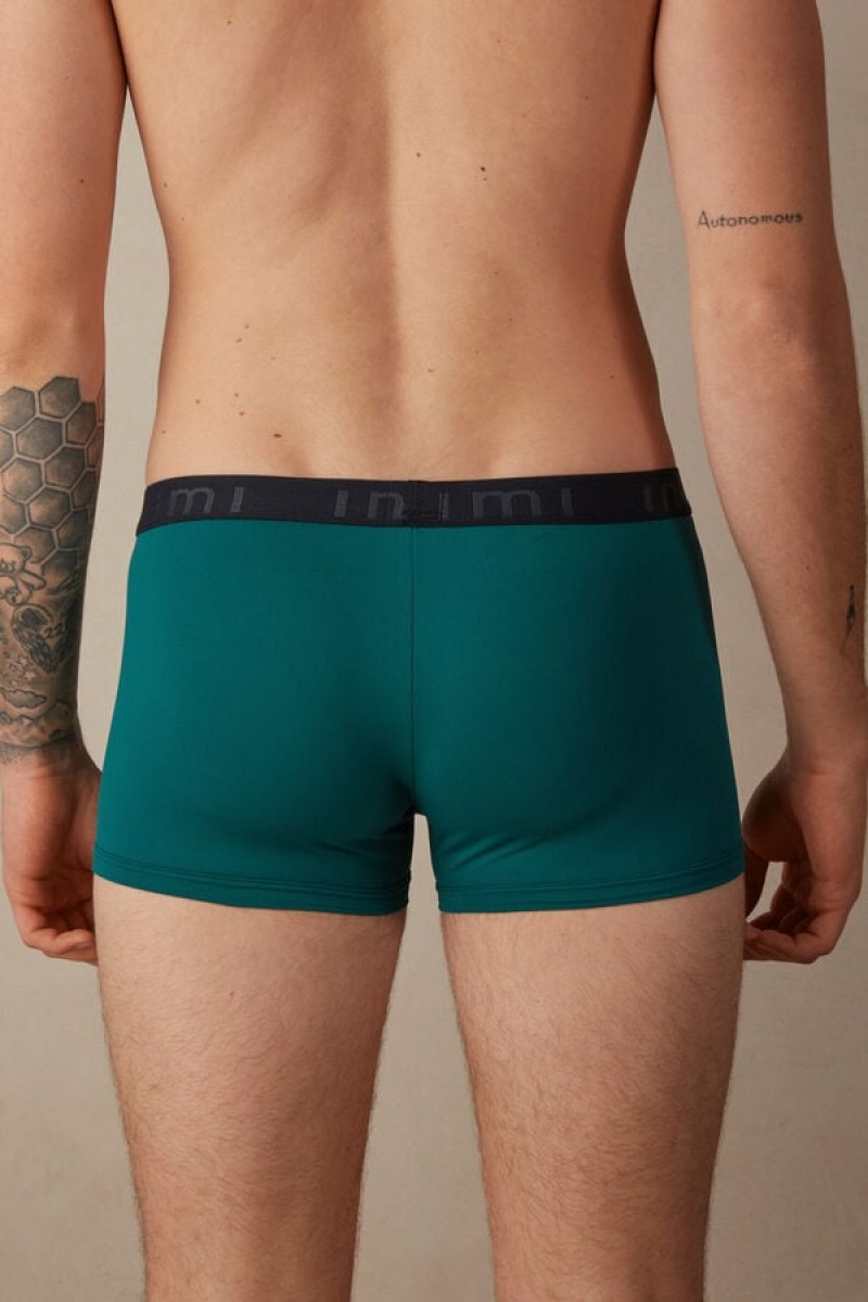 Intimissimi Microfiber Logo Shorts Boxer Férfi Türkiz Zöld Kék | HUIS3412