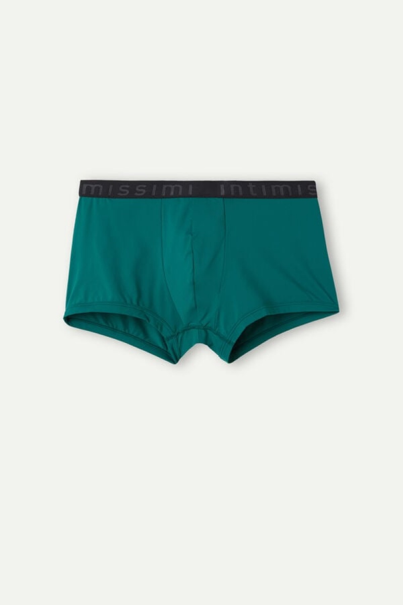 Intimissimi Microfiber Logo Shorts Boxer Férfi Türkiz Zöld Kék | HUIS3412