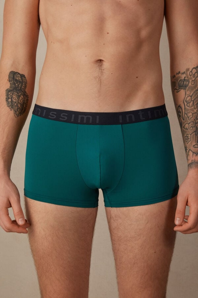 Intimissimi Microfiber Logo Shorts Boxer Férfi Türkiz Zöld Kék | HUIS3412