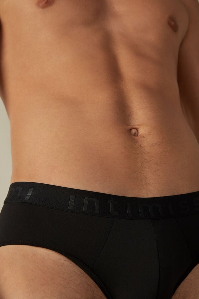 Intimissimi Microfiber with Logo Detail Rövidnadrágok Férfi Fekete | HUUT3386