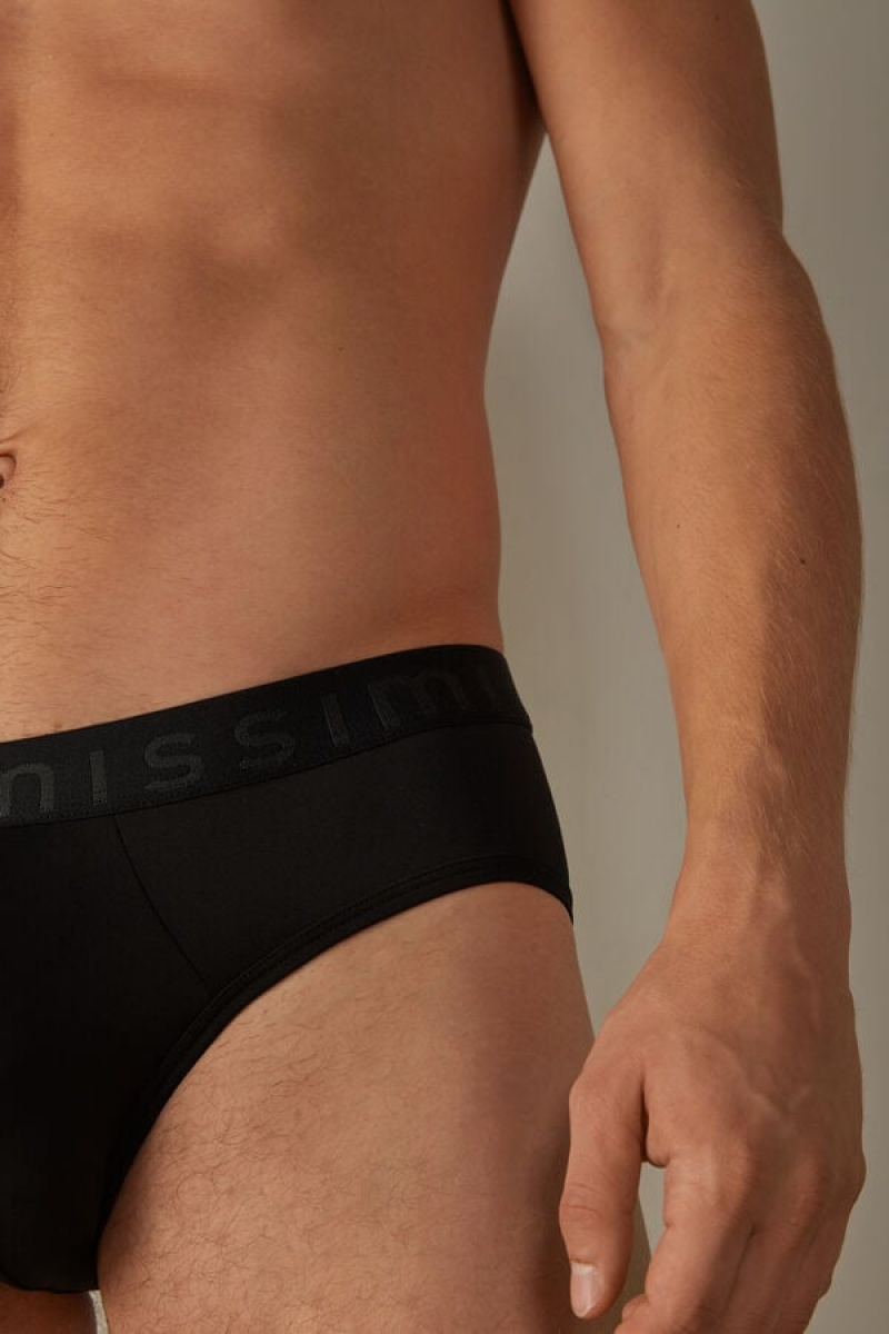 Intimissimi Microfiber with Logo Detail Rövidnadrágok Férfi Fekete | HUUT3386