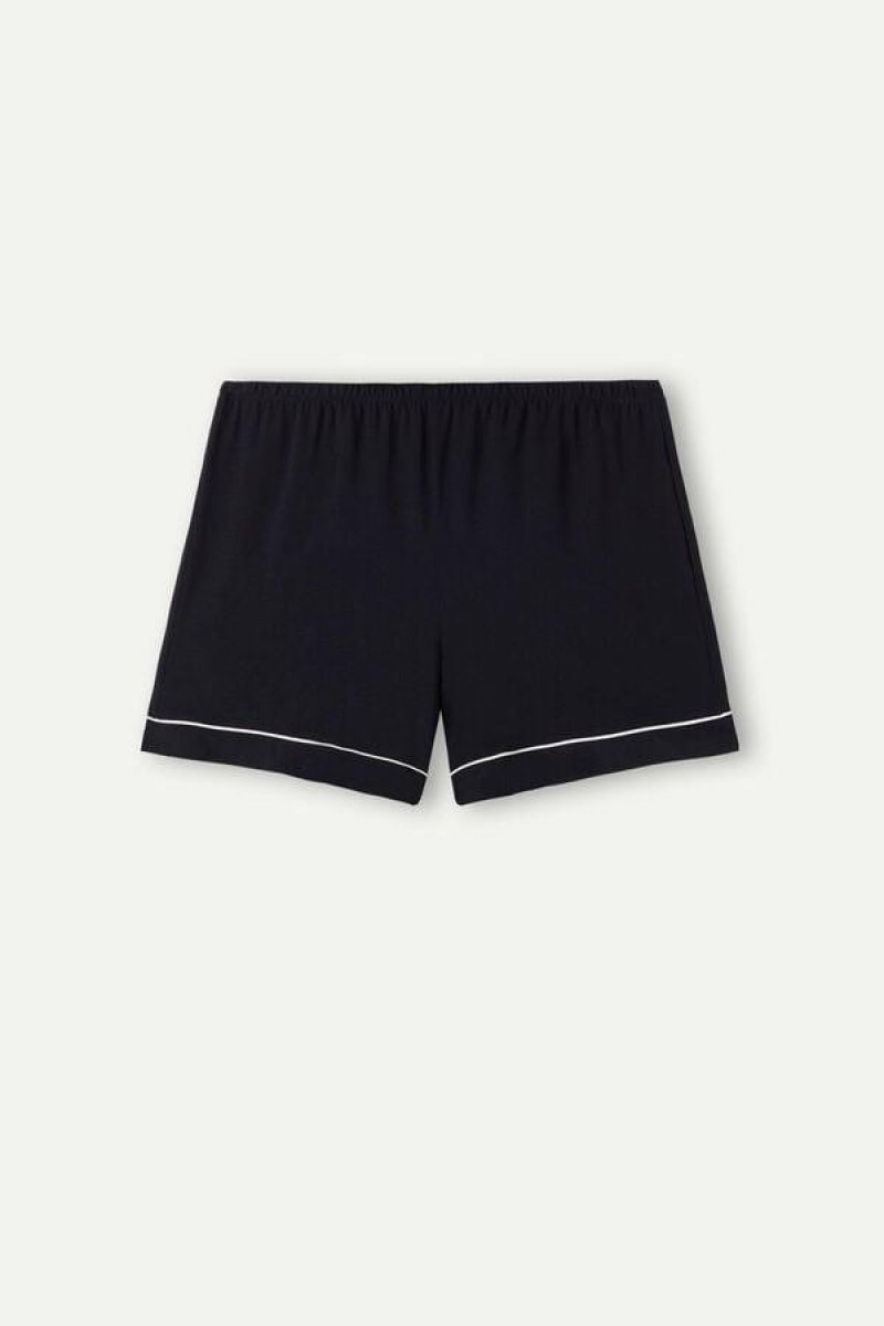 Intimissimi Modal Shorts with Contrast Trim Pizsama Női Fekete | HUTV4091