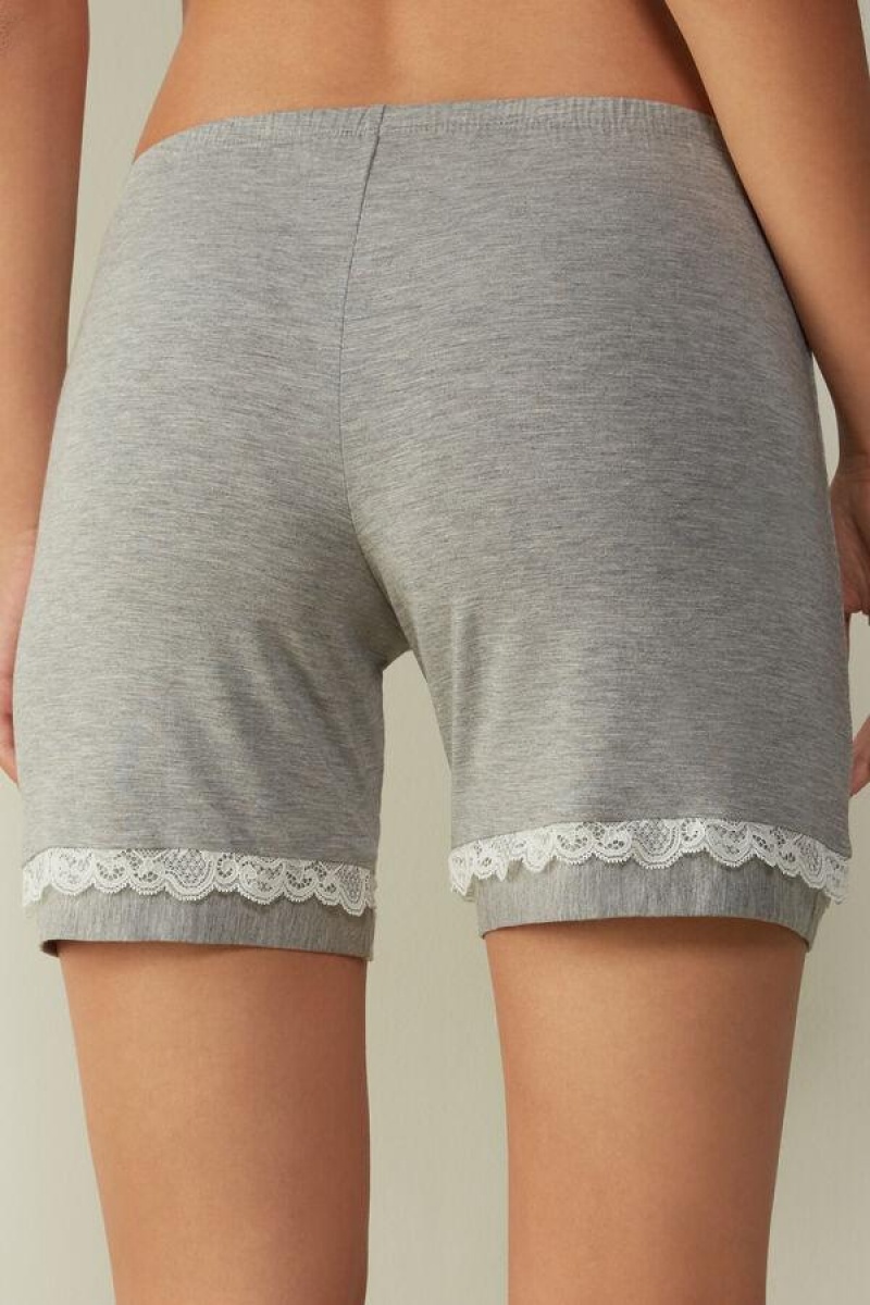 Intimissimi Modal Shorts with Csipke Details Pizsama Női Világos Szürke | HUDN4056