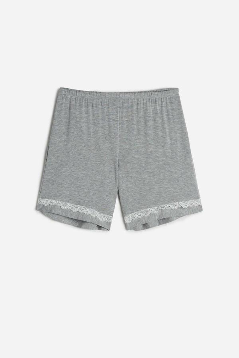 Intimissimi Modal Shorts with Csipke Details Pizsama Női Világos Szürke | HUDN4056