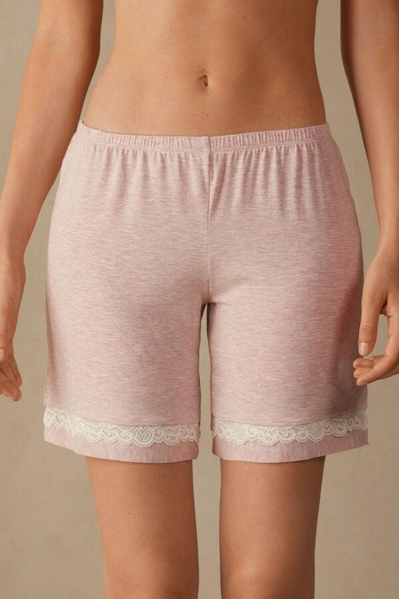 Intimissimi Modal Shorts with Csipke Details Pizsama Női Világos Rózsaszín | HUEX4066