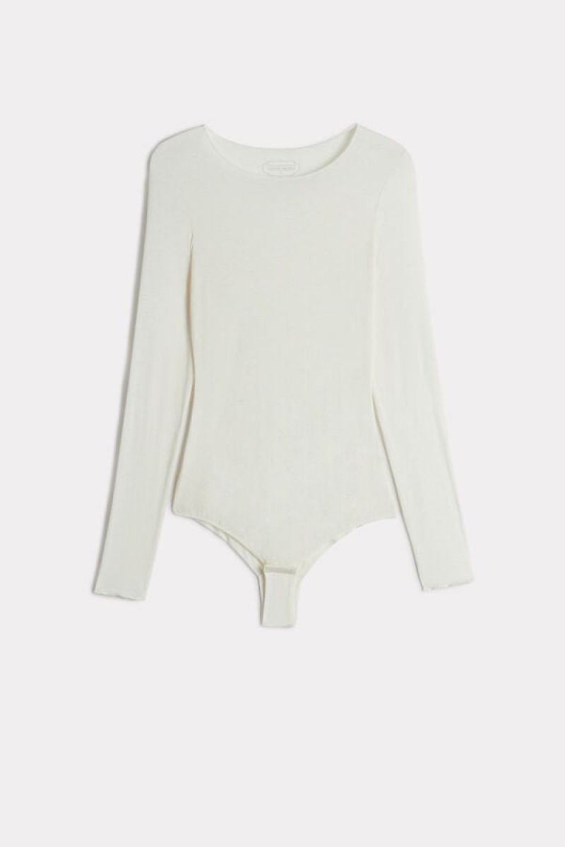 Intimissimi Modal and Cashmere Long-Sleeve Body Női Világos Sárga | HUFM4412