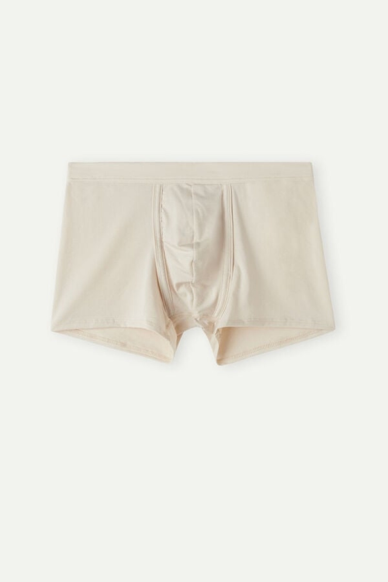 Intimissimi Natural Fresh Supima® Pamut Boxer Férfi Bézs | HURW3468