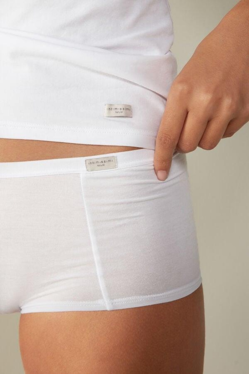 Intimissimi Pamut Boyshorts Bugyi Női Fehér | HUHK3715