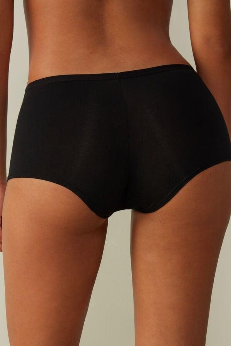 Intimissimi Pamut Boyshorts Bugyi Női Fekete | HUHK3716