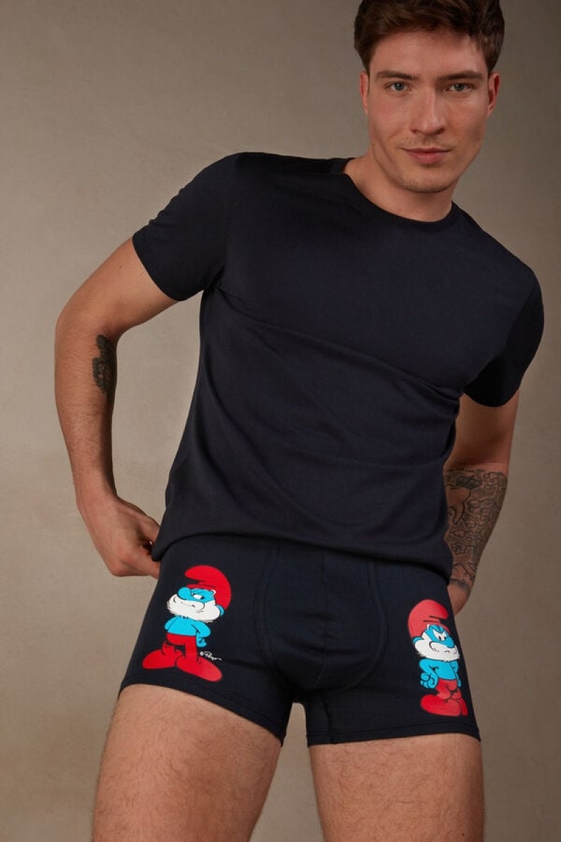 Intimissimi Papa Smurf in Stretch Supima® Pamut Boxer Férfi Kék | HUPQ3410