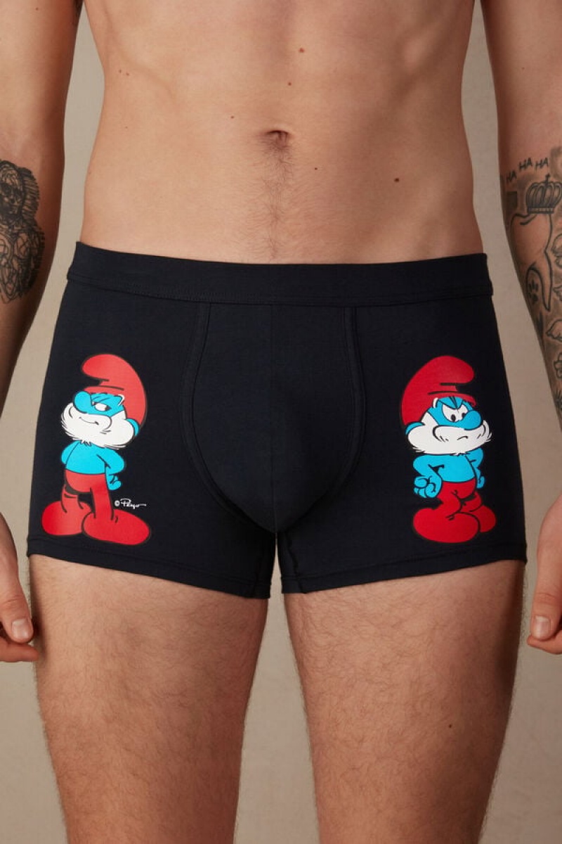 Intimissimi Papa Smurf in Stretch Supima® Pamut Boxer Férfi Kék | HUPQ3410