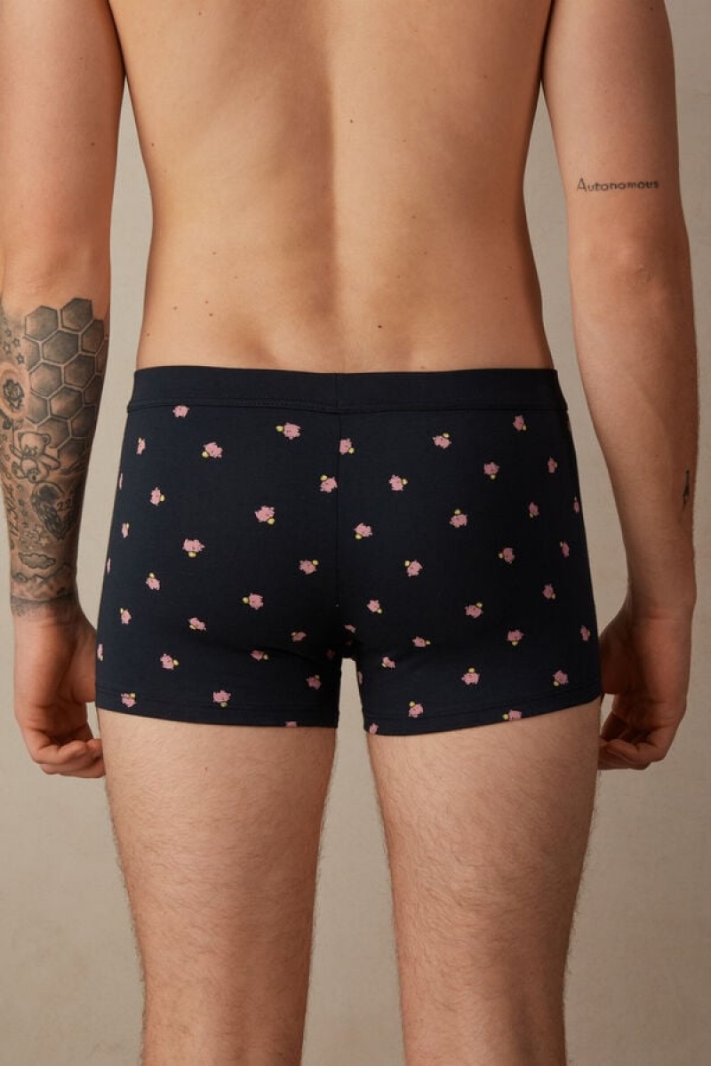 Intimissimi Piggy Bank in Stretch Supima® Pamut Boxer Férfi Kék | HULH3400