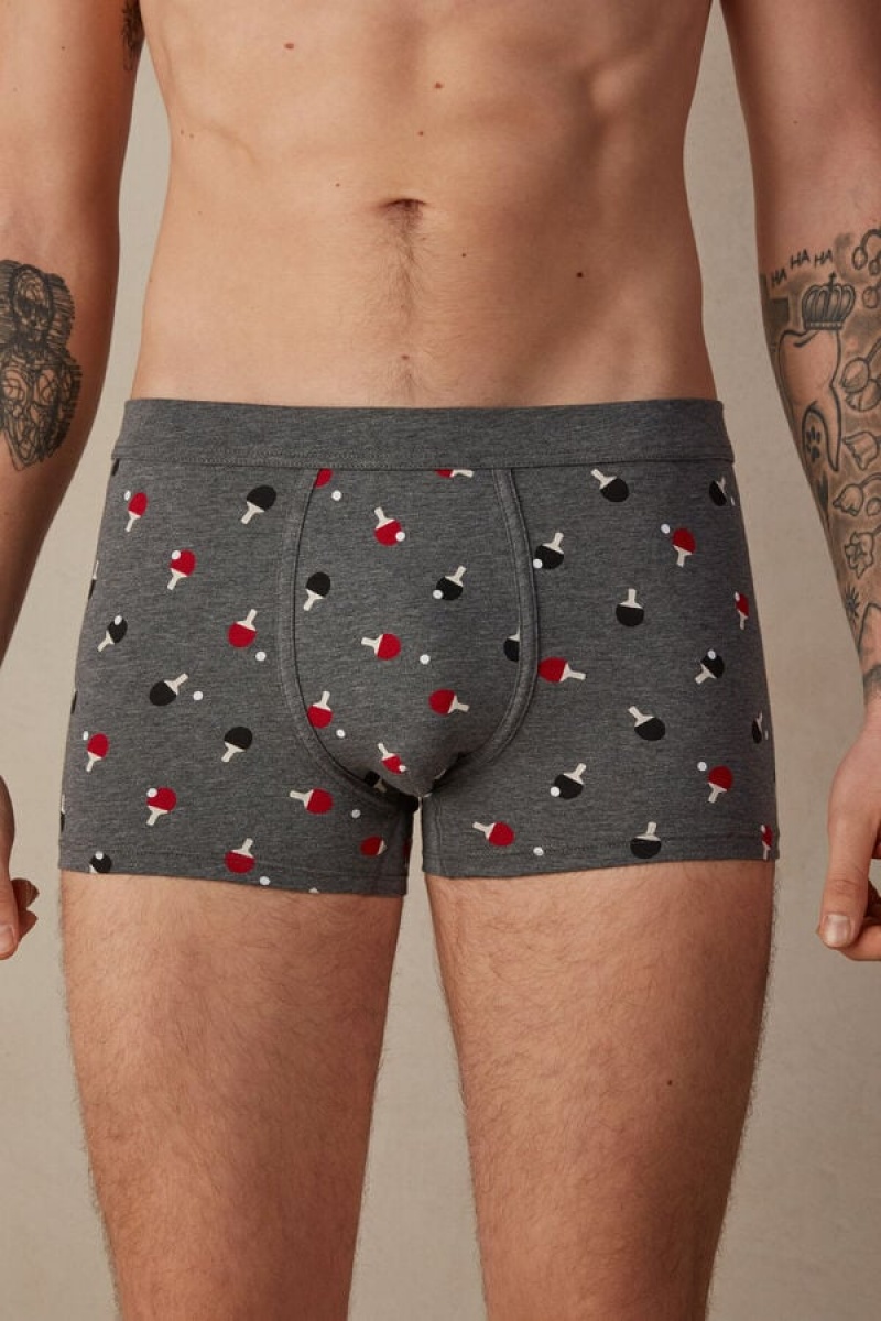 Intimissimi Ping Pong in Stretch Supima® Pamut Boxer Férfi Mélyszürke | HUVD3396