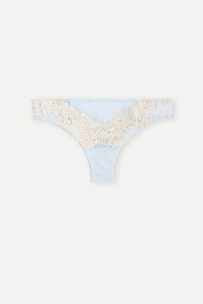 Intimissimi Pretty Flowers Brazilian Bugyi Női Kék Fehér | HUDN3588