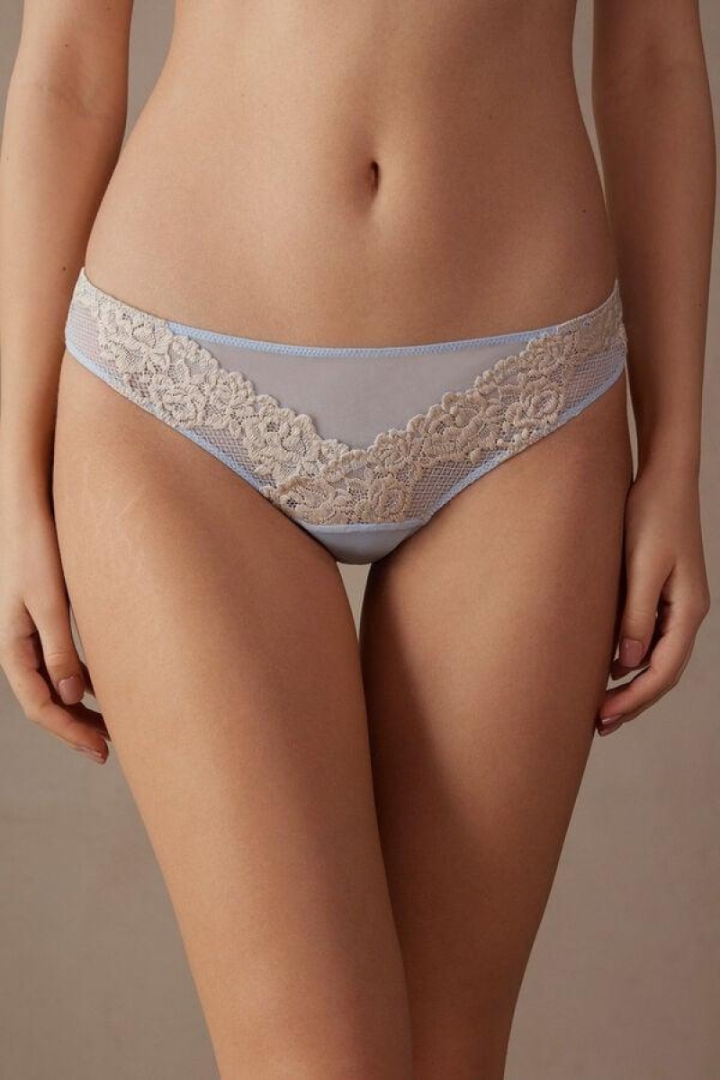 Intimissimi Pretty Flowers Brazilian Bugyi Női Kék Fehér | HUDN3588