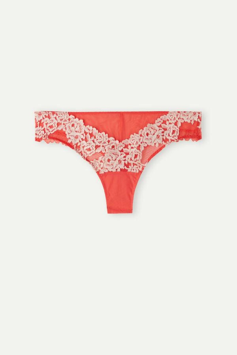 Intimissimi Pretty Flowers Brazilian Bugyi Női Mélypiros Fehér | HUFM3587