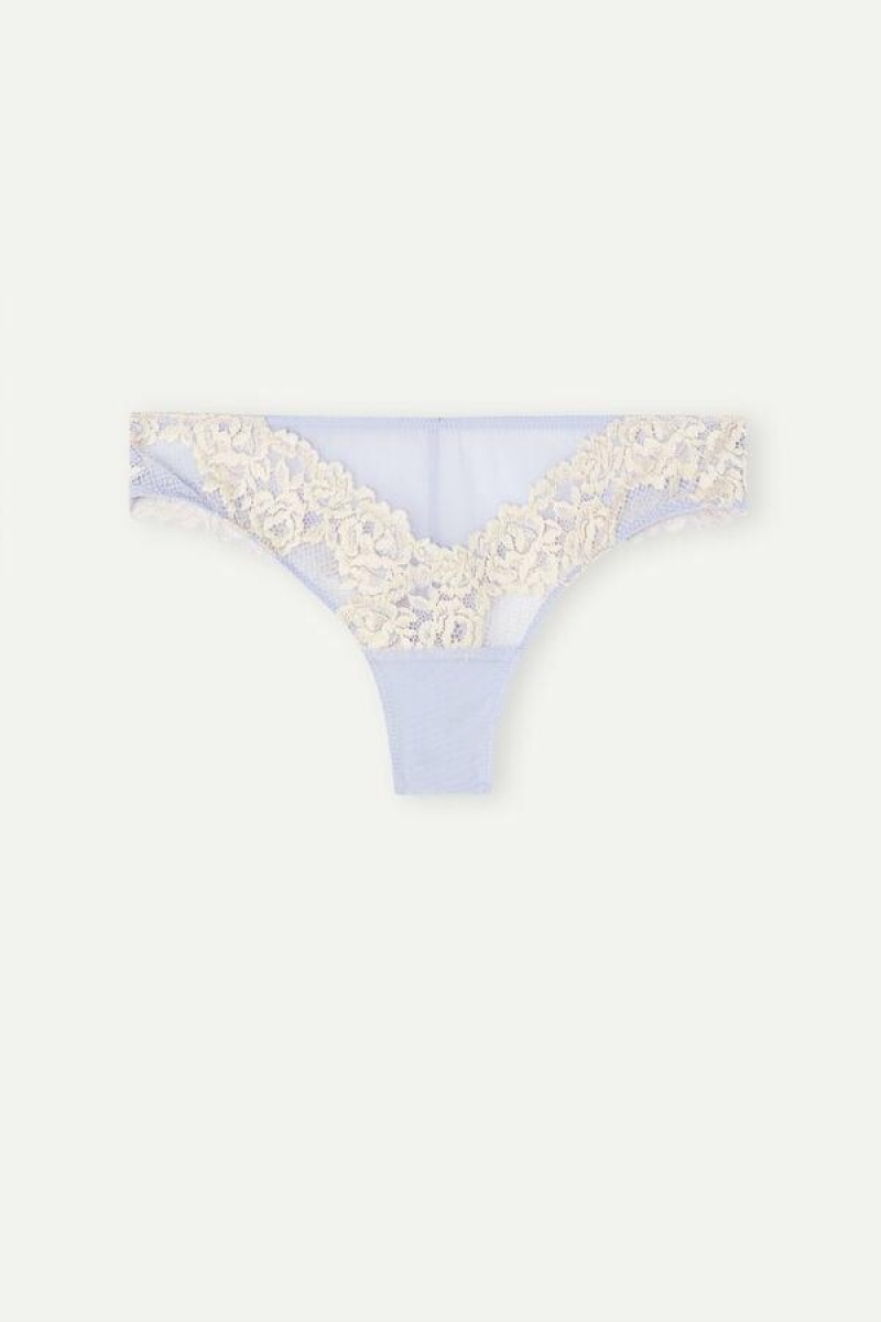 Intimissimi Pretty Flowers Brazilian Bugyi Női Levendula Fehér | HUAP3583