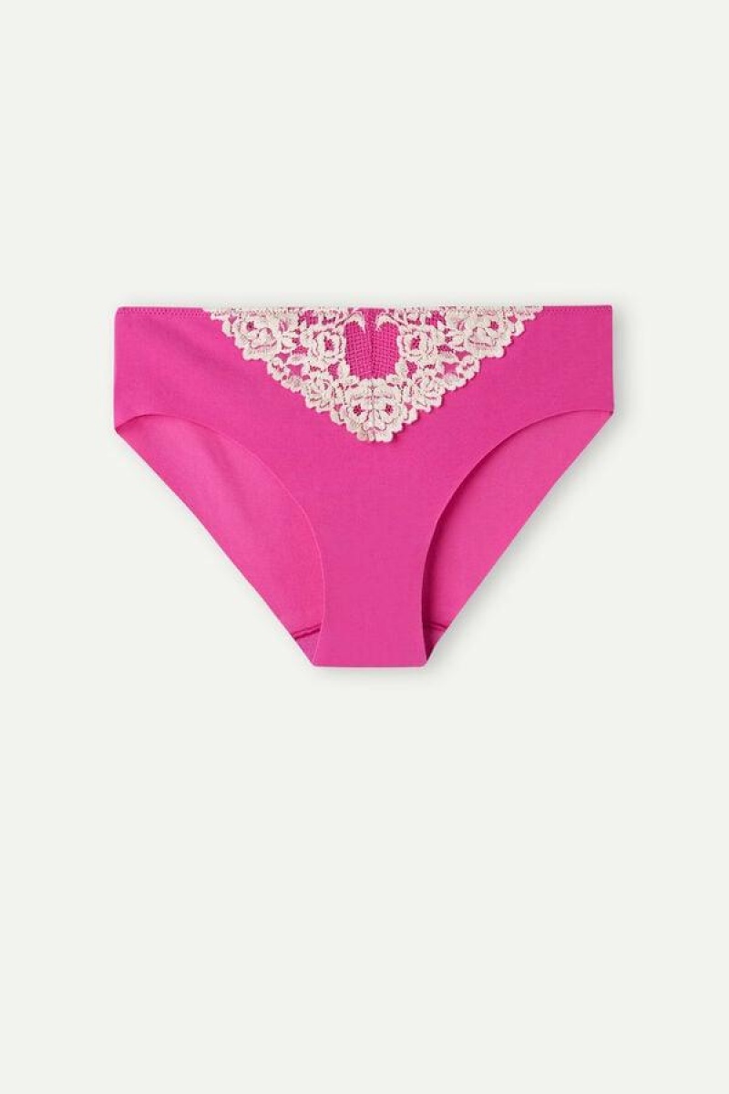 Intimissimi Pretty Flowers Seamless Pamut Bugyi Női Rózsaszín Fehér | HUFM3691