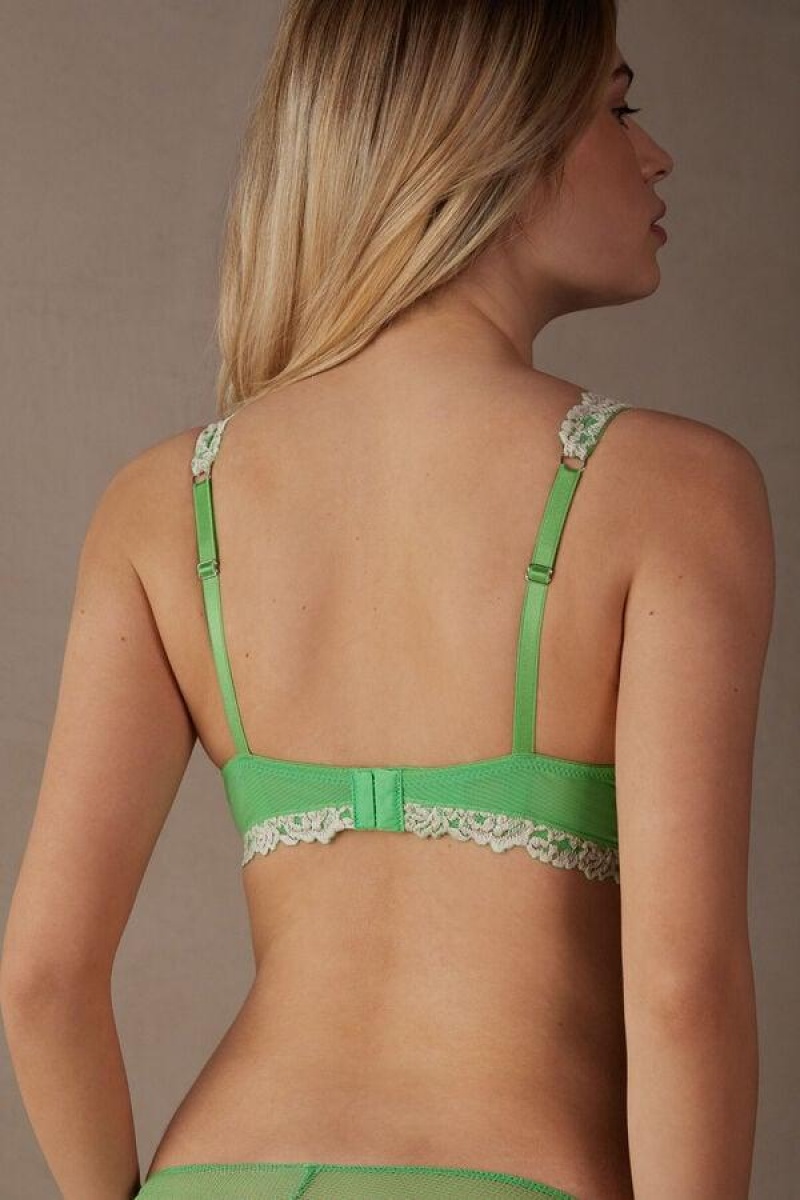 Intimissimi Pretty Flowers Sofia Balconette Melltartók Női Menta Fehér | HUFM4575