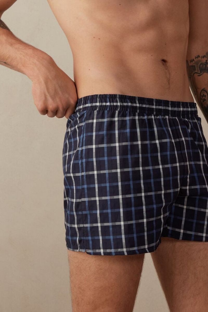 Intimissimi Print Detailed Boxer Férfi Kék | HUFM3431