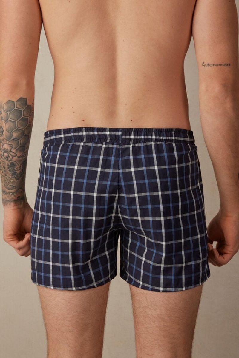 Intimissimi Print Detailed Boxer Férfi Kék | HUFM3431