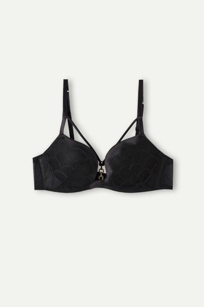 Intimissimi Pure Charme Monica Push-Up Melltartók Női Fekete | HUHK4774