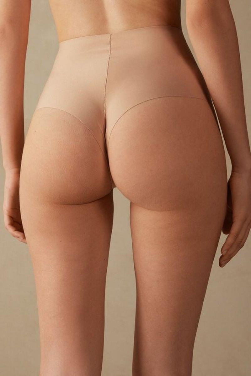 Intimissimi Raw-Cut Microfiber French Knickers Bugyi Női Bézs | HUMA3732