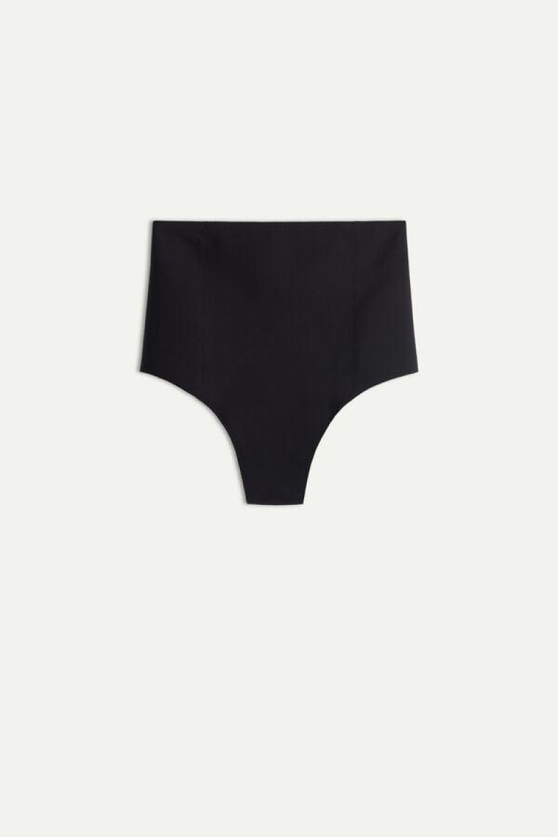 Intimissimi Raw-Cut Microfiber French Knickers Bugyi Női Fekete | HUEX3729