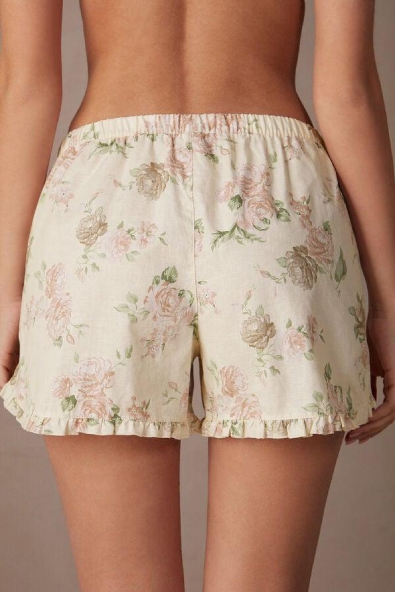 Intimissimi Scent of Roses Pamut Cloth Shorts Pizsama Női Színes Fehér | HUAP4085