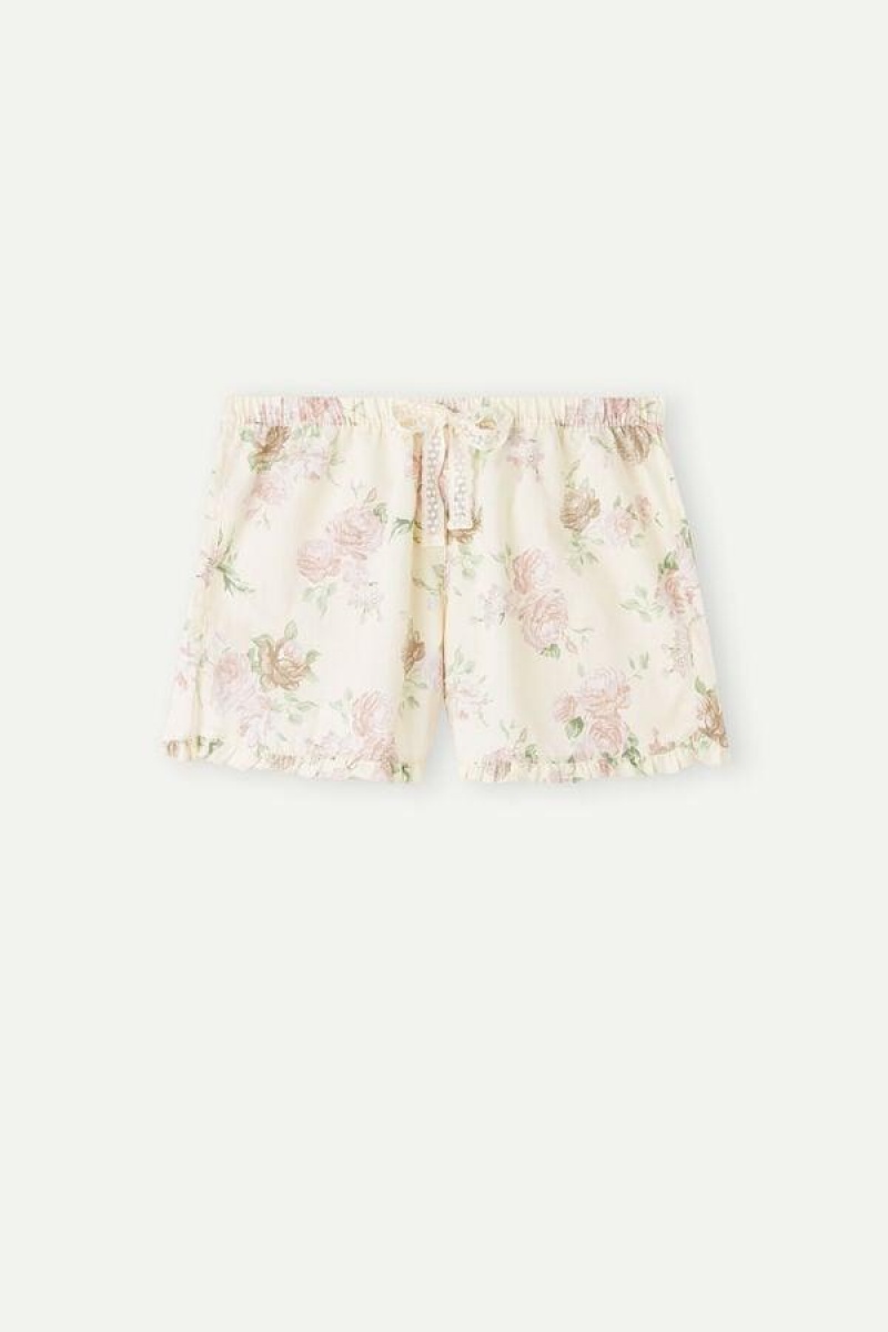 Intimissimi Scent of Roses Pamut Cloth Shorts Pizsama Női Színes Fehér | HUAP4085