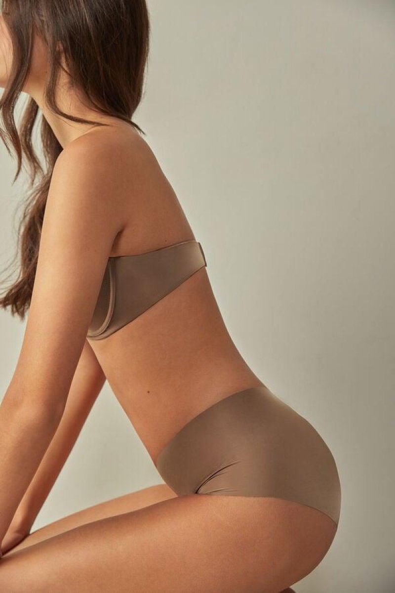 Intimissimi Seamless Microfiber Hipster Bugyi Női Sötétbézs | HURW3728