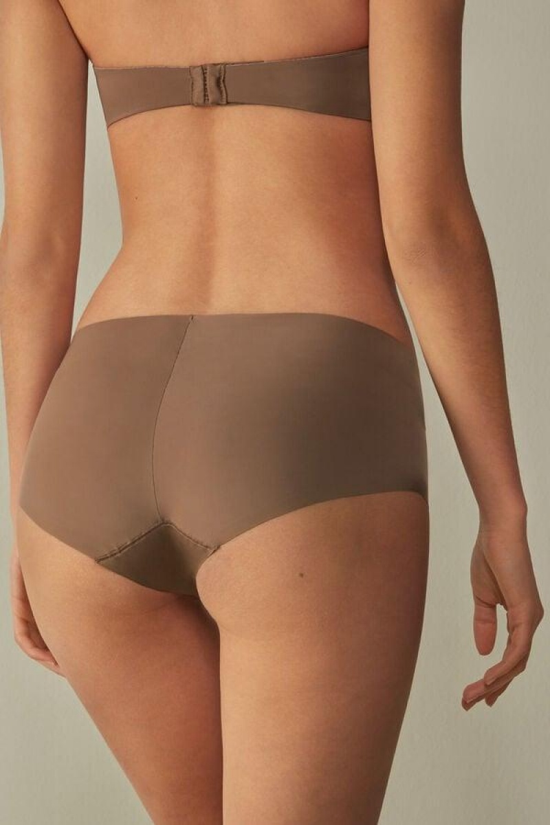 Intimissimi Seamless Microfiber Hipster Bugyi Női Sötétbézs | HURW3728