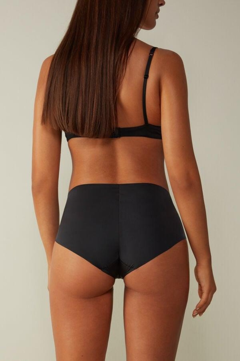 Intimissimi Seamless Microfiber Hipster Bugyi Női Fekete | HUAP3721