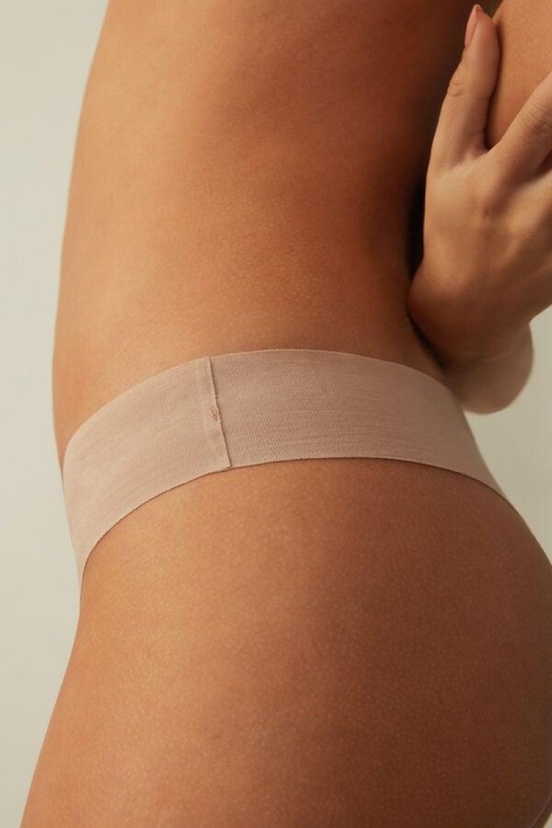 Intimissimi Seamless Supima® Pamut Brazilian Bugyi Női Bézs | HURW3493