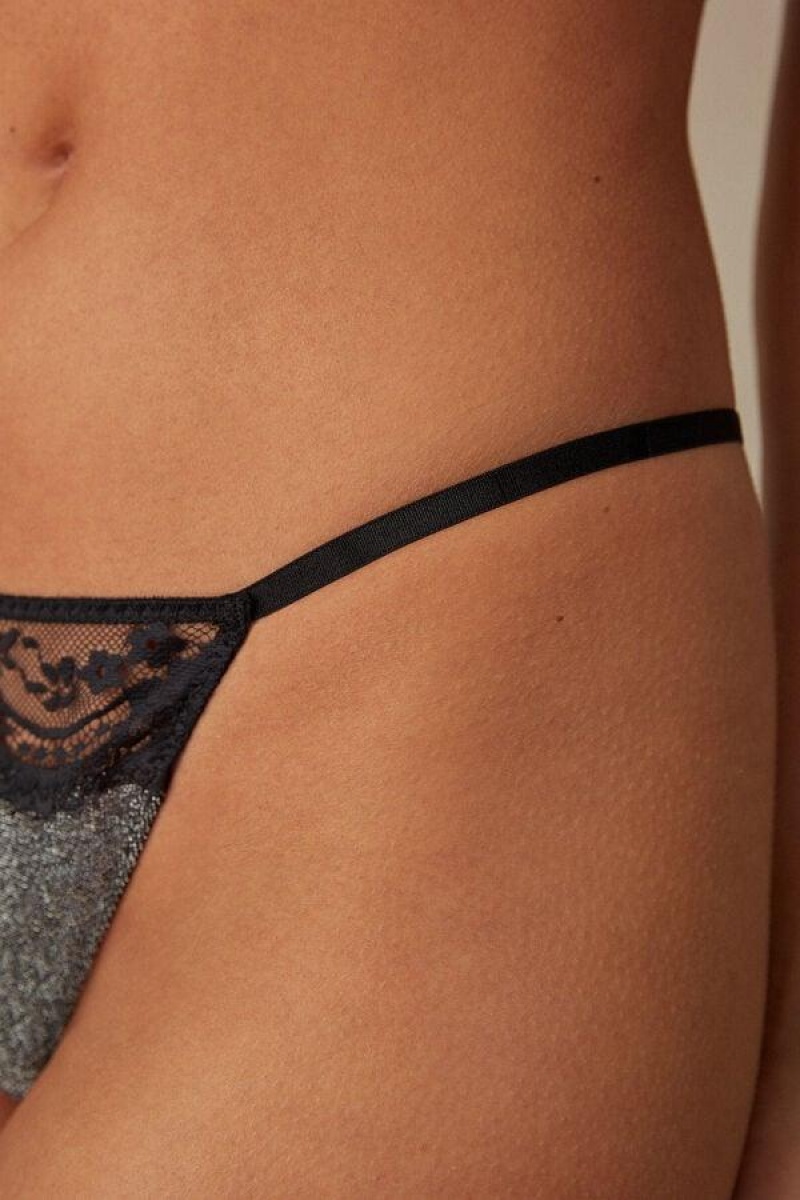 Intimissimi Shimmer All Night String Tanga Bugyi Női Titán | HUFM3795