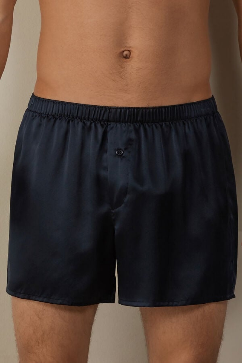 Intimissimi Silk Boxer Férfi Kék | HUVD3448