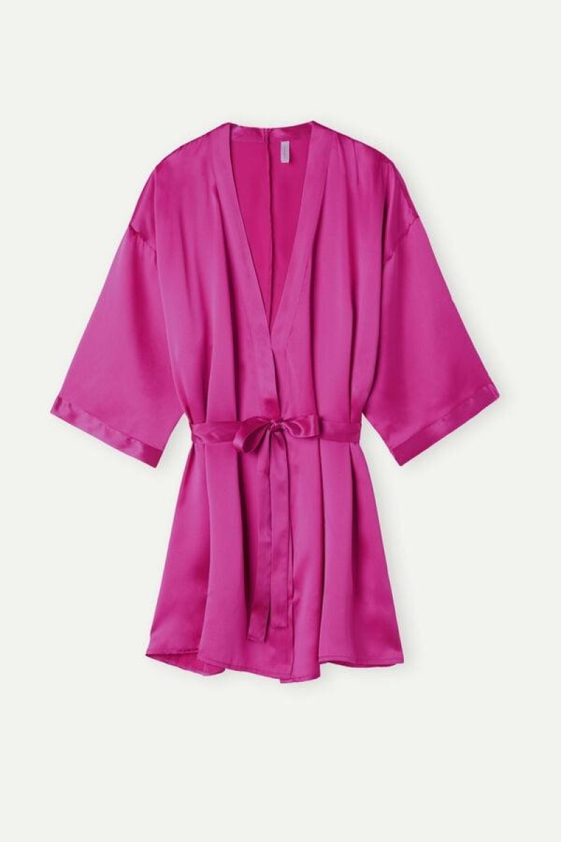 Intimissimi Silk Kimono Pizsama Női Rózsaszín | HURW3857