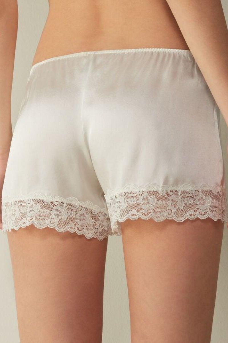 Intimissimi Silk Shorts Pizsama Női Fehér | HUPQ4052