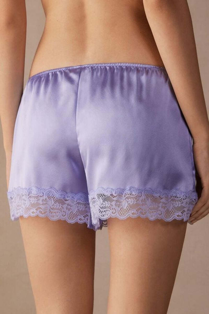 Intimissimi Silk Shorts Pizsama Női Levendula | HUKI4077