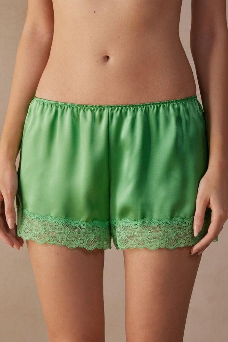 Intimissimi Silk Shorts Pizsama Női Menta | HUJJ4078