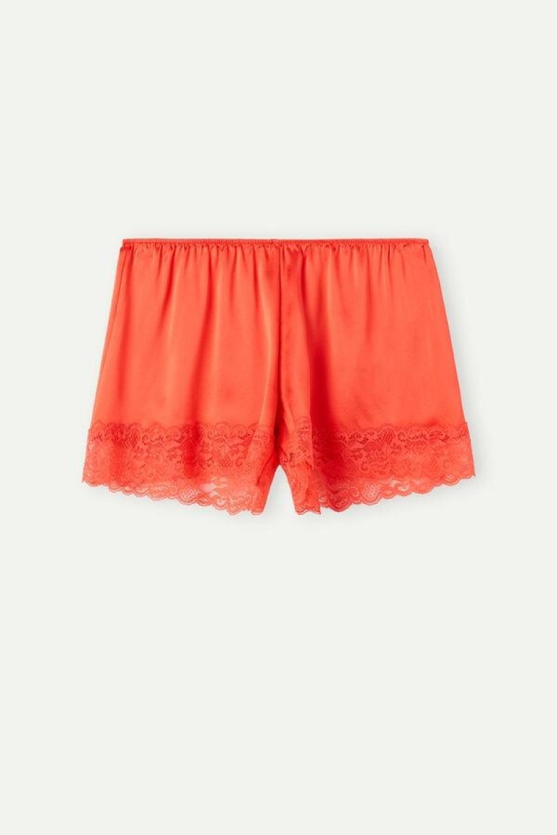 Intimissimi Silk Shorts Pizsama Női Mélypiros | HUHK4079